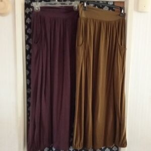 Garnet Hill Maxi Skirt in Plum and Mustard